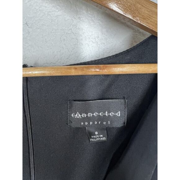 Connected Apparel Black Chiffon Satin Dress Size 8 Vintage Y2K Fits Small - Picture 2 of 6